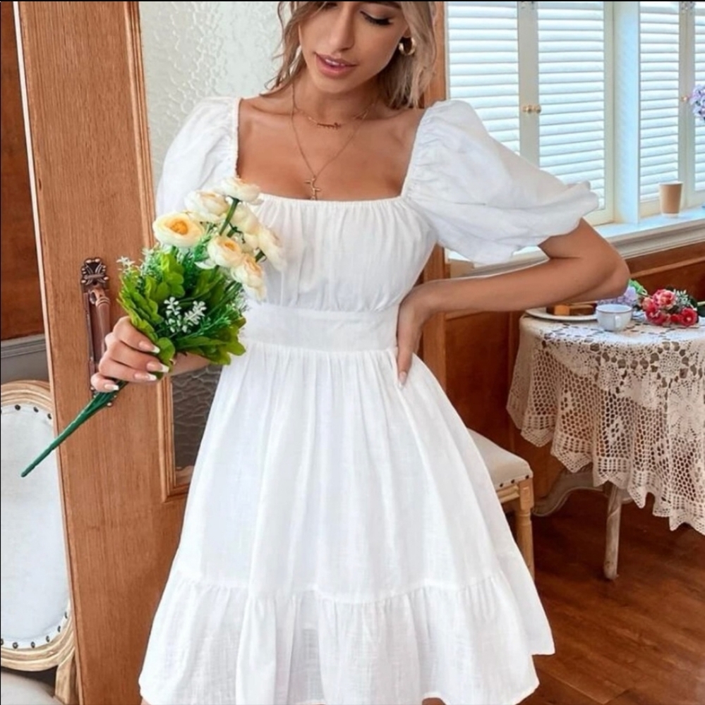 White Cottagecore Dress